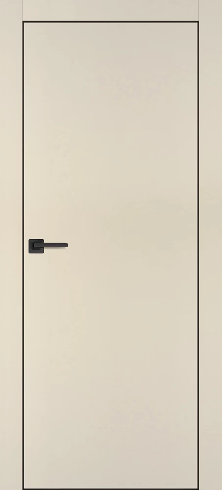 Фото Межкомнатная дверь PX-1 черная кромка с 4-х ст. Бежевый матовый