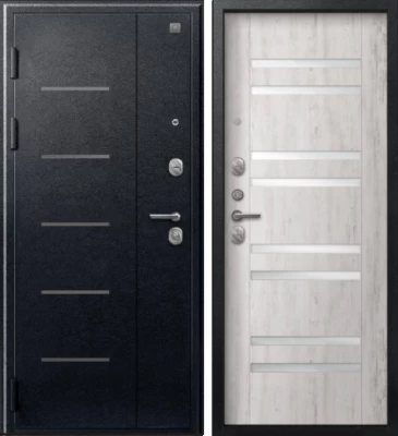 Дверь V-07 Черный муар - Дуб пепельный